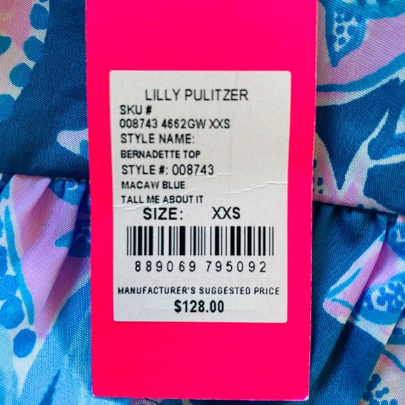 NEW with TAGS Lilly Pulitzer Bernadette Top in Macaw Blue size XXS MSRP $128 - Picture 10 of 13